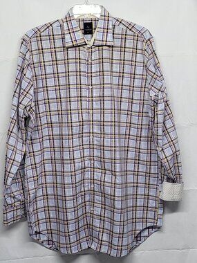 Tailor Byrd Mens Shirt Button Up 2XLT Plaid Flip Cuff Long Sleeve Cotton